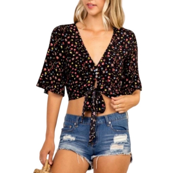 NWT🔥Anthropologie's Olivaceous Floral Off Shoulder Rayon Tie Blouse❤️Size M - Picture 14 of 14
